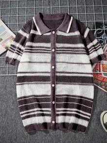 Manfinity LEGND Men's Minimalist Knit Sweater, Suitable For Summer - Lilac Purple - View 4