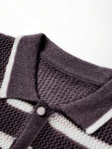 Manfinity LEGND Men's Minimalist Knit Sweater, Suitable For Summer - Lilac Purple - View 6