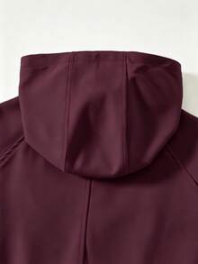 SHEIN Elladie kids (Tween Girl) 粉色收腰連帽字母裝飾運動休閒可調腰口袋夾克，秋季服飾，秋季，返校，學校 - 酒紅色 - 查看 6