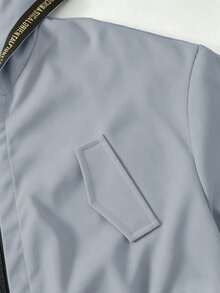 SHEIN Elladie kids Tween女孩 粉色收腰連帽字母裝飾運動休閒可調腰口袋夾克，秋季服飾，秋季，返校，學校 - 淺藍色 - 查看 6