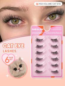 SHEGLAM Flutter Flirt 濃密貓眼半排假睫毛 品牌美妝化妝品 適合女士與女孩 - 黑色 - 查看 1