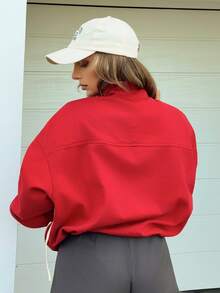 Jeta Ari Women's Casual Vacation Long Sleeve Denim Jacket - Red - View 2