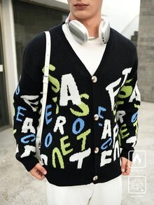 Manfinity LEGND Men's Front Button Long Sleeve Graphic Detail Casual Shirt - Black - View 4