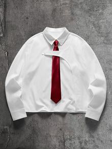 AXEPEAK Men's Fashion Button Long Sleeve Shirt Business - White - View 1