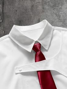 AXEPEAK Men's Fashion Button Long Sleeve Shirt Business - White - View 3