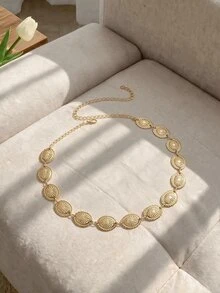 Resyla 1pc High Quality Round Metal Waist Belt, Suitable For Women In Summer - Multicolor - View 2