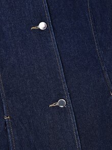 Balvessa Women's Outdoor Fashion Button-Up Pocket Slim Fit Raw Denim Blue Denim Jacket - Dark Wash - View 6