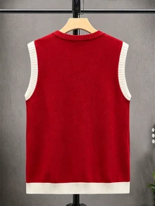 Manfinity Homme Men's Casual Daily Knit Vest With Deer Pattern - Multicolor - View 4