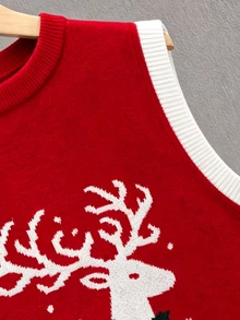 Manfinity Homme Men's Casual Daily Knit Vest With Deer Pattern - Multicolor - View 5