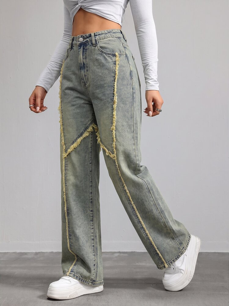 Jeanoix Women's Casual Everyday Denim Jeans With Pocket, Button And Frayed Hem - Yellow - View 4