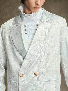 ROMWE MEN Street Life Blazer Pria Warna Polos Kasual Serbaguna untuk Perjalanan Harian - Perak - View 2