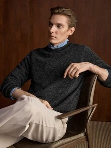 Manfinity CityGents Men's Solid Color Crew Neck Long Sleeve Casual Versatile Sweater - Dark Grey - View 7
