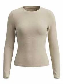 SHEIN Sports Women's Long Sleeve Distressed Faded Multi-Function Sports T-Shirt 2pcs Set High Elastic - Dark Grey - View 10