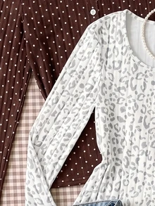 SHEIN Teen Girls Round Neck Printed T-Shirt 2pcs Set, Cute Pattern Loose Casual Top, Versatile For Autumn - Multicolor - View 4