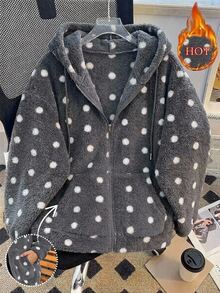 Comfylo 大尺碼女款灰色休閒寬鬆連帽外套，適合秋季日常、辦公、外出與夜店 - 彩色 - 查看 2