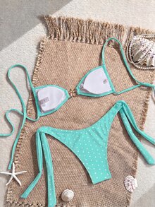 SHEIN Swim 女士热带印花两件式比基尼套装，休闲度假 - 彩色 - 查看 3