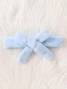 SHEIN Baby Girls' Solid Color Hooded Bathrobe With Waistband, Home Wear Autumn Fall - Blue - View 3