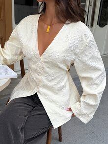 Siren Gaze Jaket Bertekstur Musim Gugur/Dingin, Kencan Malam, Pesta Kencan Kopi, Putih, Gaya Prancis Elegan - Aprikot - View 4