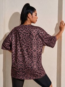 SHEIN Rhythm Era 休閒百搭粉色大尺碼圓領輕量運動上衣 - 彩色 - 查看 2