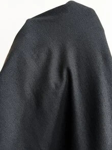 SHEIN PETITE Jaket Wanita Terbaru Musim Gugur Warna Hitam dengan Tali Elastis, Kulit PU, Anyaman, dan Kancing Katak Model Patchwork. - Hitam - View 9