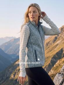 In My Nature Women's Solid Color Zipper Casual Versatile Outdoor Vest Jacket - Grey - View 3