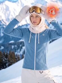 In My Nature Women's Raglan Long Sleeve Zipper Front Fleece Outdoor Jacket - Multicolor - View 2