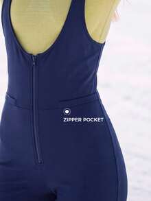 In My Nature Women's Casual Versatile Ski Suit One-Piece Flared Leg Pants - Blue - View 3