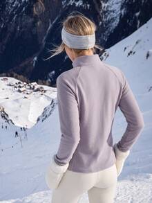 In My Nature Women's Solid Color Stand Collar Fleece Jacket For Daily Wear And Outdoor Activities - Purple - View 6