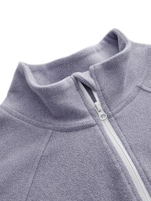 In My Nature Women's Solid Color Stand Collar Fleece Jacket For Daily Wear And Outdoor Activities - Purple - View 9