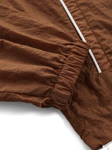 In My Nature Women's Outdoor Striped Colorblock Zipper Hooded Minimalist Jacket Orange Crinkle Water Repellent Hooded Full White Contrast Drawstring Hem Fall For - Orange - View 8