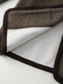 LUMIGAL Women's Casual Commuter Contrast Trim Button Coats, Autumn/Winter - Coffee Brown - View 5