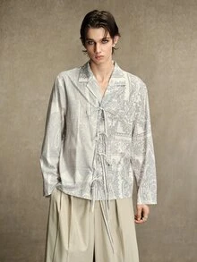 ROMWE MEN Men's Casual Versatile Long Sleeve Shirt For Daily Wear - Grey - View 4