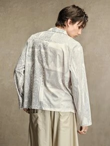 ROMWE MEN Men's Casual Versatile Long Sleeve Shirt For Daily Wear - Grey - View 3