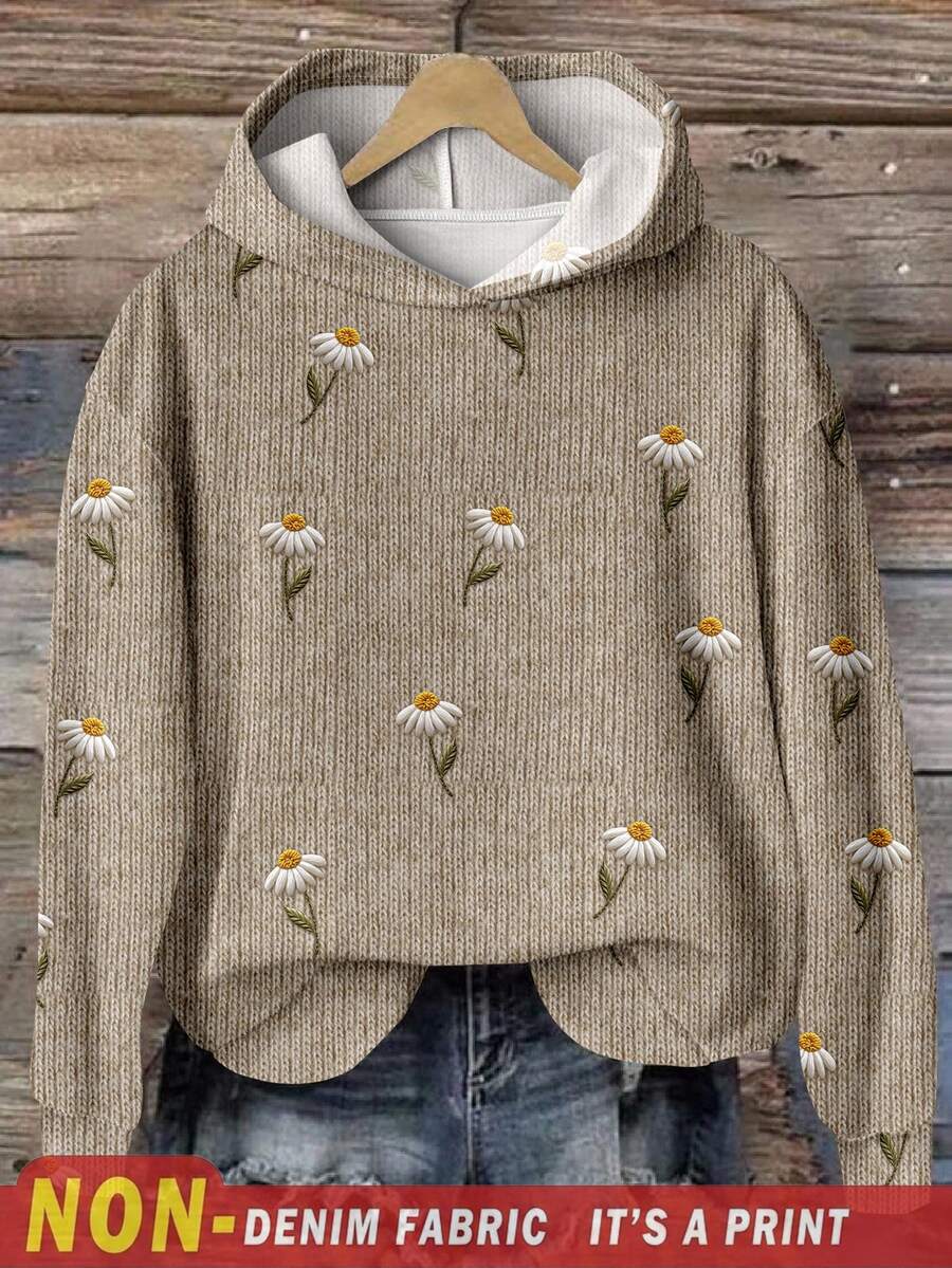 SHEIN LUNE 大码女式休闲复古印花卫衣,适合秋冬季节穿着,复古秋季款 - 彩色 - 查看 1