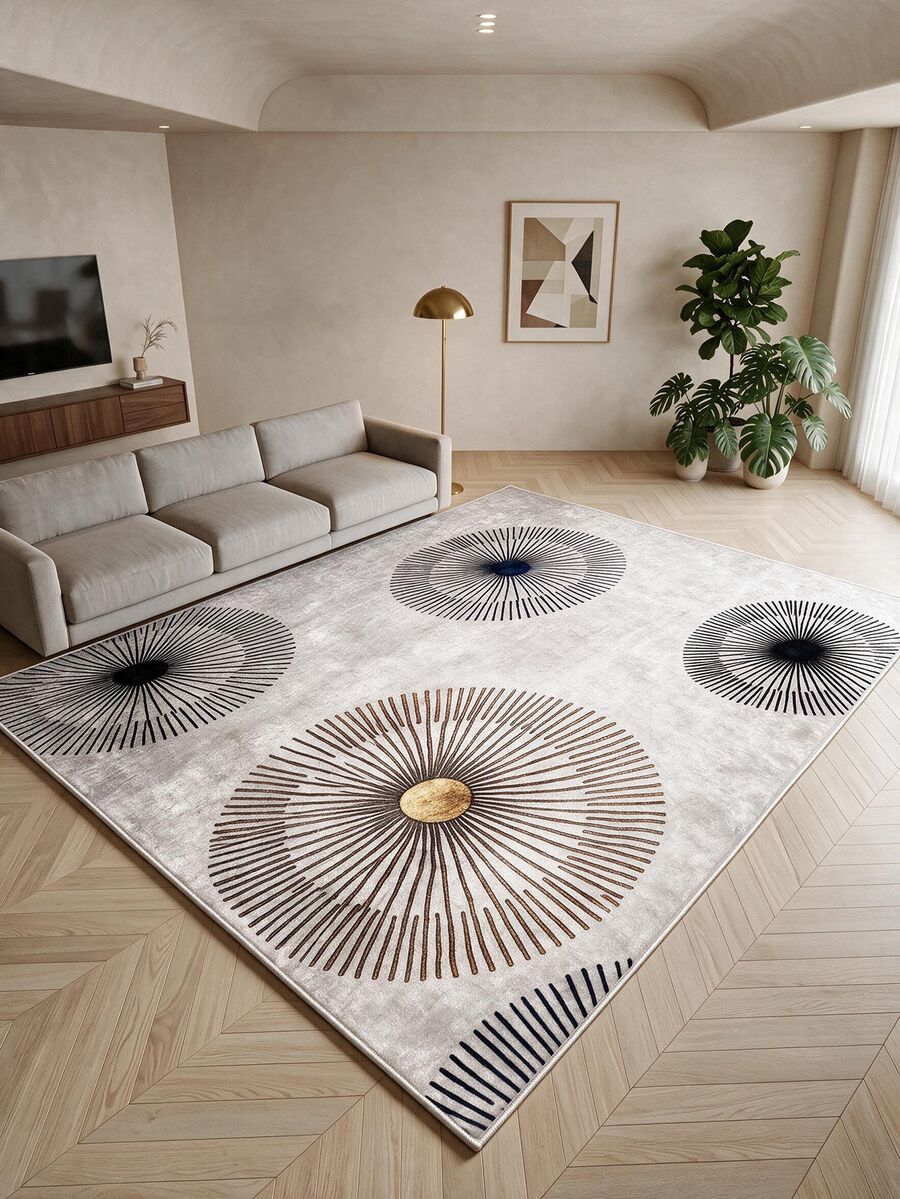 Digitally Printed Non-Slip Washable Runner And Area Rug Suitable For Living Room, Outdoor, Kitchen, Bedroom Carpet, Modern Design | Modern, Scandinavian, Bohemian And Classic Styles | 100% Polyester - Grey - View 1