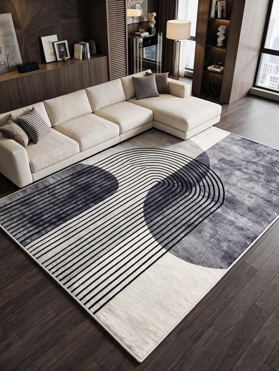 Digitally Printed Non-Slip Washable Runner And Area Rug Suitable For Living Room, Outdoor, Kitchen, Bedroom Carpet, Modern Design | Modern, Scandinavian, Bohemian And Classic Styles | 100% Polyester - Light Grey - View 1