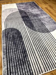 Digitally Printed Non-Slip Washable Runner And Area Rug Suitable For Living Room, Outdoor, Kitchen, Bedroom Carpet, Modern Design | Modern, Scandinavian, Bohemian And Classic Styles | 100% Polyester - Light Grey - View 3