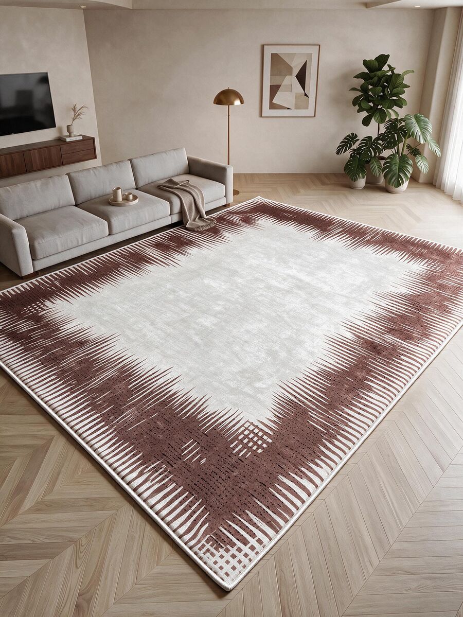 Digitally Printed Non-Slip Washable Runner And Area Rug Suitable For Living Room, Outdoor, Kitchen, Bedroom Carpet, Modern Design | Modern, Scandinavian, Bohemian And Classic Styles | 100% Polyester - Beige - View 1