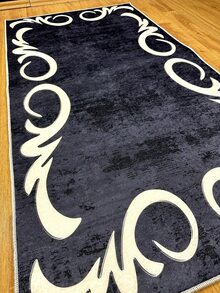 Digitally Printed Non-Slip Washable Runner And Area Rug Suitable For Living Room, Outdoor, Kitchen, Bedroom Carpet, Modern Design | Modern, Scandinavian, Bohemian And Classic Styles | 100% Polyester - Black and White - View 4