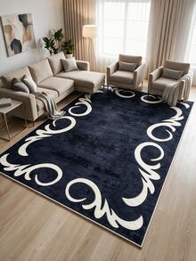 Digitally Printed Non-Slip Washable Runner And Area Rug Suitable For Living Room, Outdoor, Kitchen, Bedroom Carpet, Modern Design | Modern, Scandinavian, Bohemian And Classic Styles | 100% Polyester - Black and White - View 2