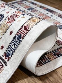Digitally Printed Non-Slip Washable Runner And Area Rug Suitable For Living Room, Outdoor, Kitchen, Bedroom Carpet, Modern Design | Modern, Scandinavian, Bohemian And Classic Styles | 100% Polyester - Beige - View 7