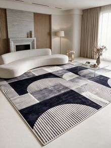 Digitally Printed Non-Slip Washable Runner And Area Rug Suitable For Living Room, Outdoor, Kitchen, Bedroom Carpet, Modern Design | Modern, Scandinavian, Bohemian And Classic Styles | 100% Polyester - Black and White - View 2