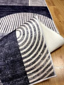 Digitally Printed Non-Slip Washable Runner And Area Rug Suitable For Living Room, Outdoor, Kitchen, Bedroom Carpet, Modern Design | Modern, Scandinavian, Bohemian And Classic Styles | 100% Polyester - Black and White - View 5