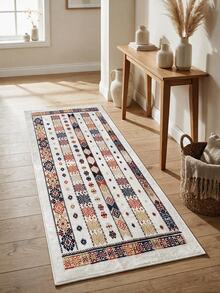 Digitally Printed Non-Slip Washable Runner And Area Rug Suitable For Living Room, Outdoor, Kitchen, Bedroom Carpet, Modern Design | Modern, Scandinavian, Bohemian And Classic Styles | 100% Polyester - Light Grey - View 9