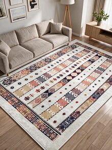 Digitally Printed Non-Slip Washable Runner And Area Rug Suitable For Living Room, Outdoor, Kitchen, Bedroom Carpet, Modern Design | Modern, Scandinavian, Bohemian And Classic Styles | 100% Polyester - Light Grey - View 2