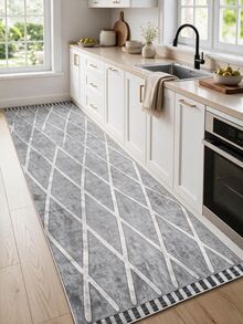 Digitally Printed Non-Slip Washable Runner And Area Rug Suitable For Living Room, Outdoor, Kitchen, Bedroom Carpet, Modern Design | Modern, Scandinavian, Bohemian And Classic Styles | 100% Polyester - Black and White - View 10