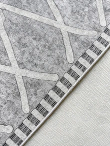 Digitally Printed Non-Slip Washable Runner And Area Rug Suitable For Living Room, Outdoor, Kitchen, Bedroom Carpet, Modern Design | Modern, Scandinavian, Bohemian And Classic Styles | 100% Polyester - Black and White - View 7