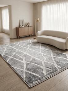 Digitally Printed Non-Slip Washable Runner And Area Rug Suitable For Living Room, Outdoor, Kitchen, Bedroom Carpet, Modern Design | Modern, Scandinavian, Bohemian And Classic Styles | 100% Polyester - Black and White - View 2