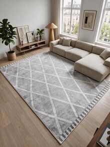 Digitally Printed Non-Slip Washable Runner And Area Rug Suitable For Living Room, Outdoor, Kitchen, Bedroom Carpet, Modern Design | Modern, Scandinavian, Bohemian And Classic Styles | 100% Polyester - Black and White - View 9