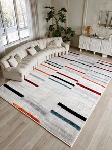 Digitally Printed Non-Slip Washable Runner And Area Rug Suitable For Living Room, Outdoor, Kitchen, Bedroom Carpet, Modern Design | Modern, Scandinavian, Bohemian And Classic Styles | 100% Polyester - Grey - View 2